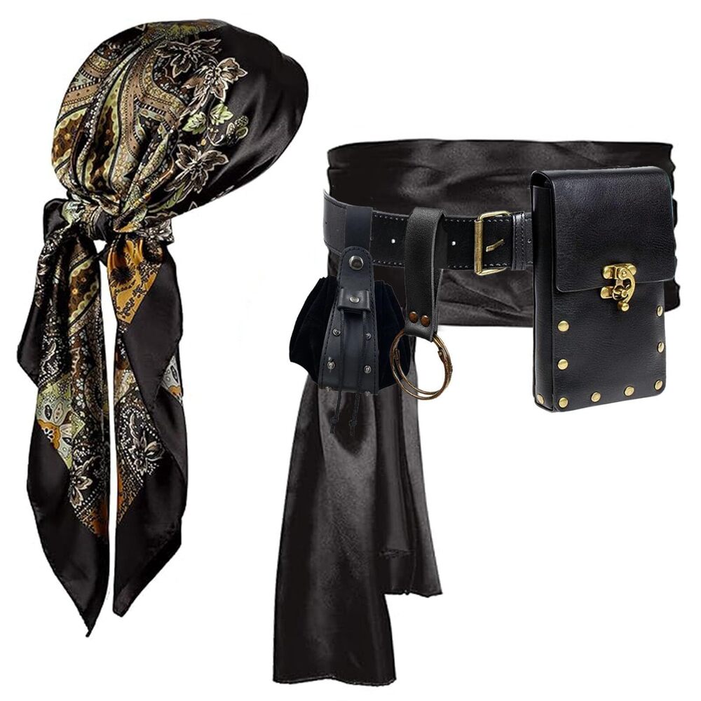 2761 Pirate Costume Pirate Head Scarf Bandanas Belt Waist Sash